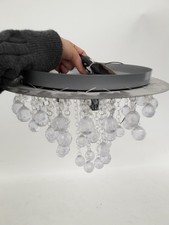 Modern Chrome Ceiling Light with Crystal Droplets - 3 Bulb Fitting