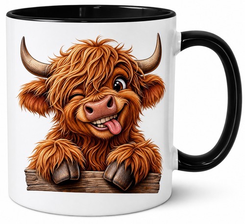 Funny highland cow mug black - funny,