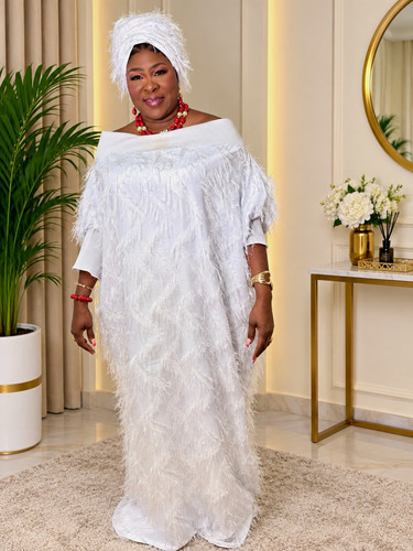 White jacquard bubu gown - white,