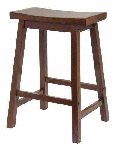 Walnut finish saddle stool - walnut,