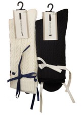 Ladies Socks Pack Of 2 Ex-Store Size UK 4-8 Cream & Black