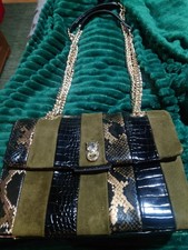 Moda In Pelle Marina Bag. Green,Black Gold New.