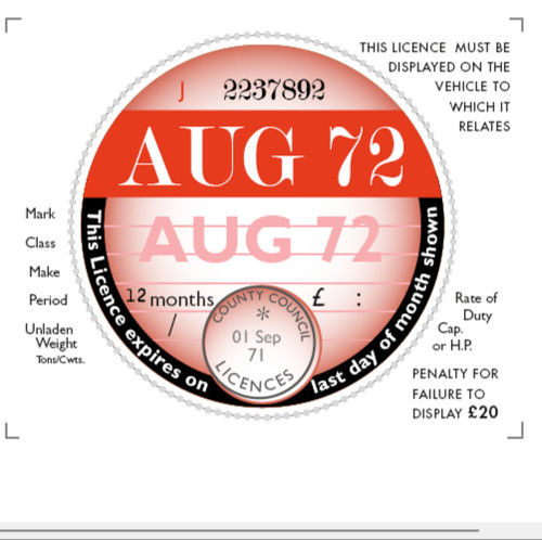 August 1972 replica tax - august, disc