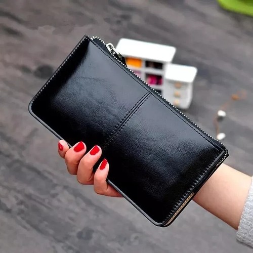 Ladies leather wallet long - leather,