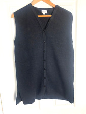 Viyella black long, button up ladies wool knitted waistcoat, metallic thread, L