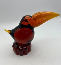 Vintage Toucan Art Glass Amber