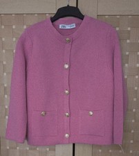 ZARA PINK CARDIGAN JACKET WITH GOLD BUTTONS SIZE Med