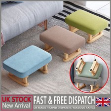 Footstool Ottoman Sofa Footrest Wooden Rectangle Small Padded Stool Living Room
