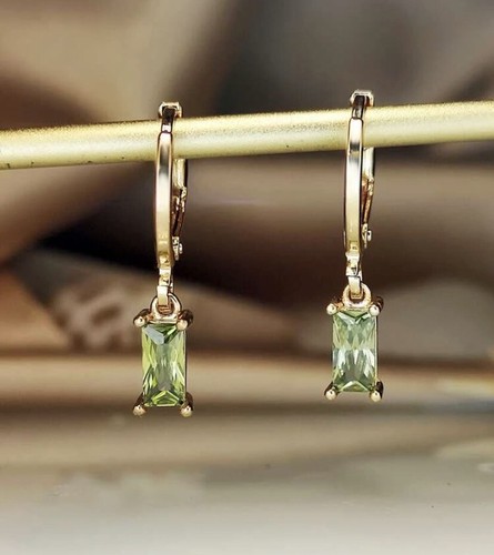 Green crystal earrings - -, drop