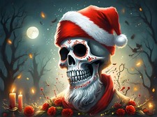 Goth skull christmas greeting - christmas,