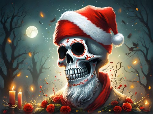 Goth skull christmas greeting - goth,