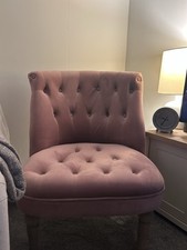 Pink  Velvet Chair With  Studded Button and Padded Seat