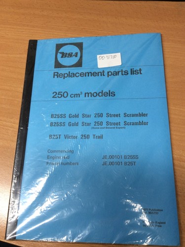 Bsa b25 1971 spares book - 1971,