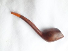 Briar & amber, an antique pipe with curved stem & tulip bowl