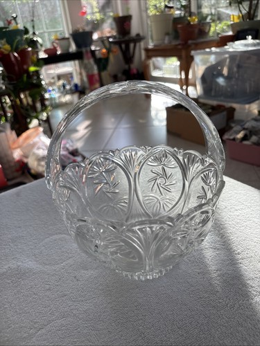 Vintage cut crystal basket - vintage,