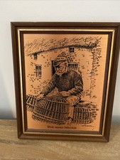 Coppercraft Etching Picture ‘west Country Fisherman’ Joel Kirk Framed