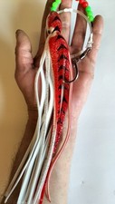 10" LARGE TIGER RED SQUID SEA FISHING COD LURE,WRECK,REEF RIG,NORWAY COD 10/0.