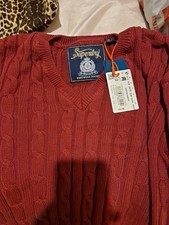 Womens Knitted Superdry Jumper New With Tags.UK 10/12 Bordeaux Red