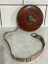 TRADITIONAL CHESTERMAN SHEFFIELD BROWN LEATHER  BRASS METALLIC 50FT TAPE MEASURE