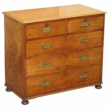 LOVELY ANTIQUE VICTORIAN WALNUT MILITARY CAMPAIGN OFFICERS CHEST OF DRAWERS