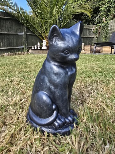 Stone garden cat ornament - stone,