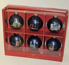 M&S Marks And Spencer 6 London Glass Baubles Christmas Ornaments 