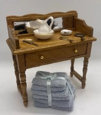 Dolls house wash stand & accessories bathroom bedroom furniture 1/12th Scale. 