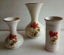A COLLECTION OF THREE VINTAGE KERNEWEK "POPPY" DESIGN VASES