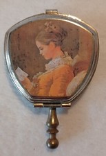 VINTAGE BRASS BUTLER LADIES TRAVEL, PORTABLE POCKET, HINGED-LID ASHTRAY/DISH