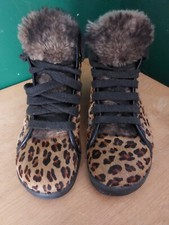 Birkenstock Heidi Klum Leopard Print Lace Up Boots Size 5.5 39 Narrow Fit