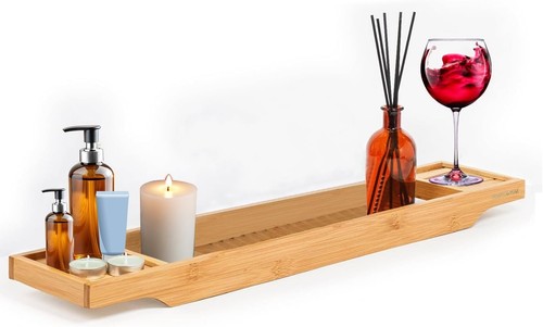 Bamboo bath caddy tray - tray, wooden