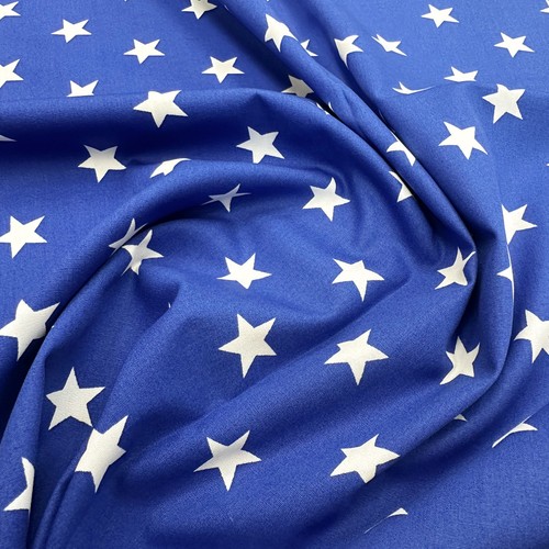 Royal blue white star - blue, print
