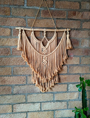 Boho beige macrame cotton wall - macrame,