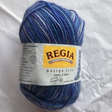 Regia 4 Fold Knitting Wool - 1 x 50g blue Jazz Mix