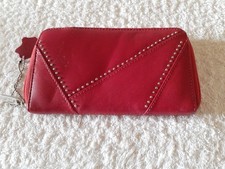 Ladies Red Leather Purse Wallet Organizer Slim Compact 17cm x 10cm