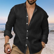 Mens Long Sleeve Cotton Linen