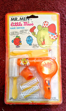 Vintage Mr Men & Little Miss Hair Dryer Play Set Roger Hargreaves In Pack 1980's