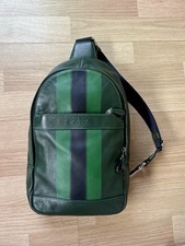Coach F72226 Men’s Charles Varsity Stripe Leather Sling Pack