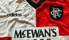 Paul Gascoigne signed RANGERS AWAY 1995/6 shirt / COA / Private signing