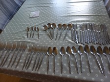 Vintage set of main course cutlery  leaf patterned stainless steel ,58 pieces