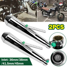 2PCS Universal Chrome Custom Megaphone Motorcycle Exhaust Silencer Cafe Racer