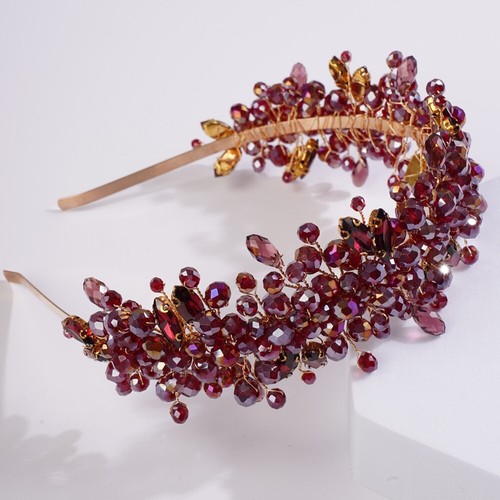 Wine crystal headband tiara - wine,