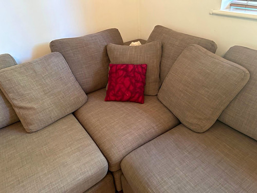 Beige fabric corner sofa - beige,