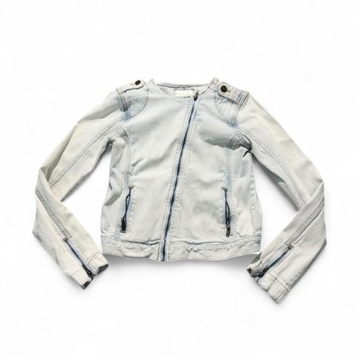 Light wash denim moto jacket
