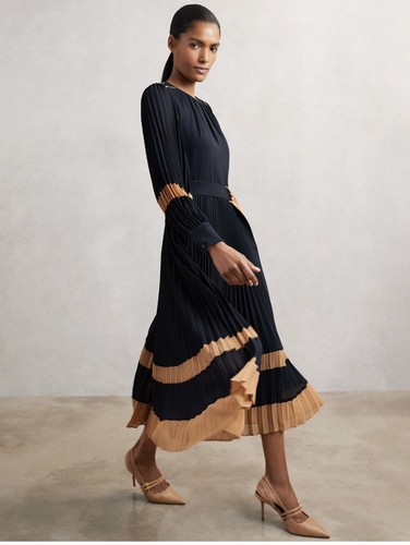Reiss dress tori block pleated - tori,