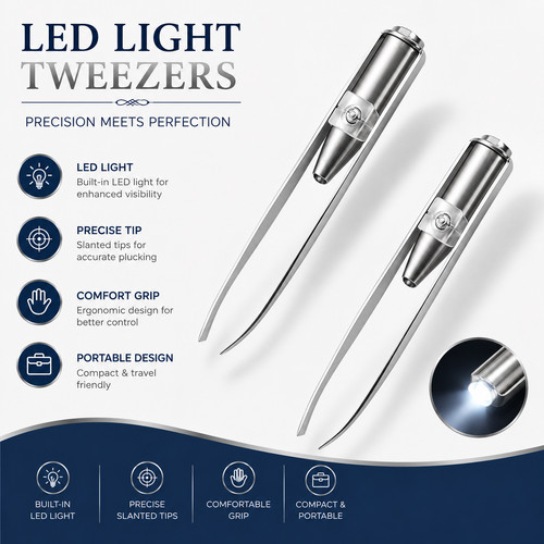 Led light tweezer stainless - led,