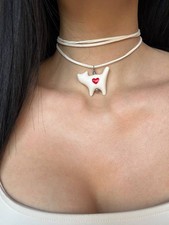 Handmade White Cat Red Heart