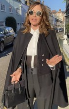 ZARA RARE MILITARY WOOL BLACK CAPE COAT JACKET 8091/744 ASO ROYAL TRINNY L-XL