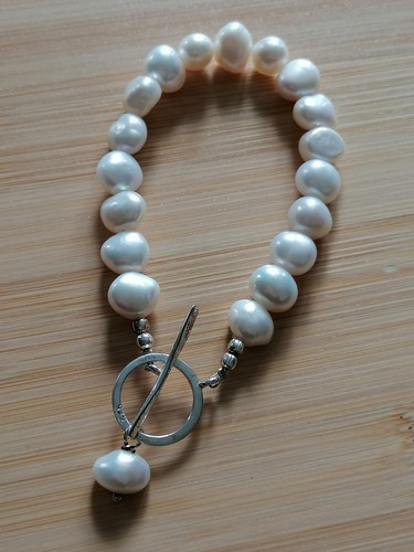 Real pearl bracelet with - real,