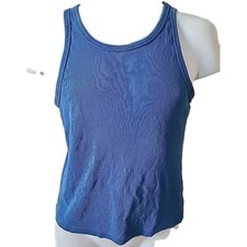 H&M - Blue Ribbed Short Vest Top Size Large UK Size L/B